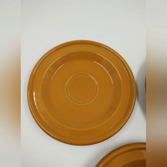 Emile Henry France 3 Saucers Kitchen Dining Coffee Tea  Mustard Yellow - Picture 10 of 10